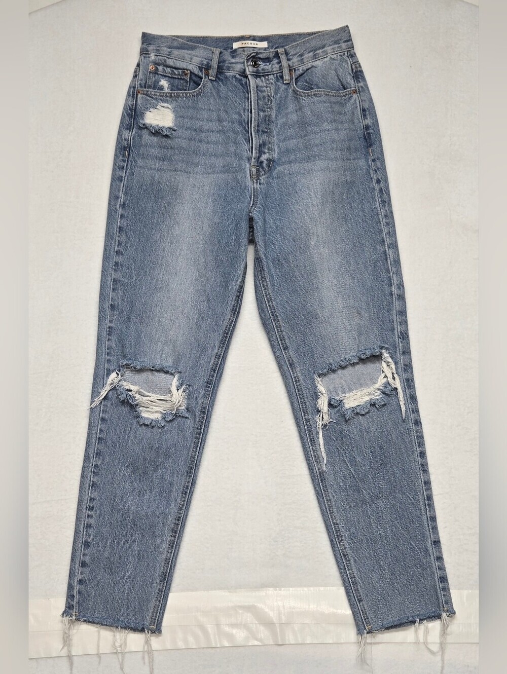 Pacsun 27 Ultra High Rise Slim Jeans Distressed Holes Button Fly 100% Cotton